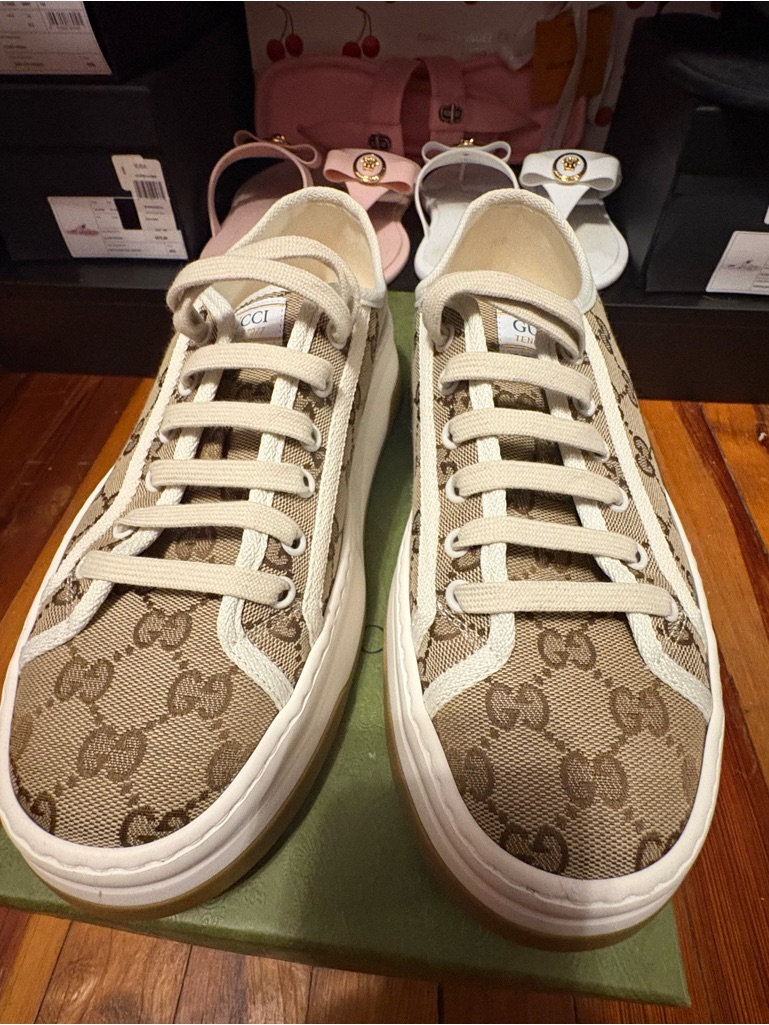 Gucci Beige Gg Monogram Sneakers